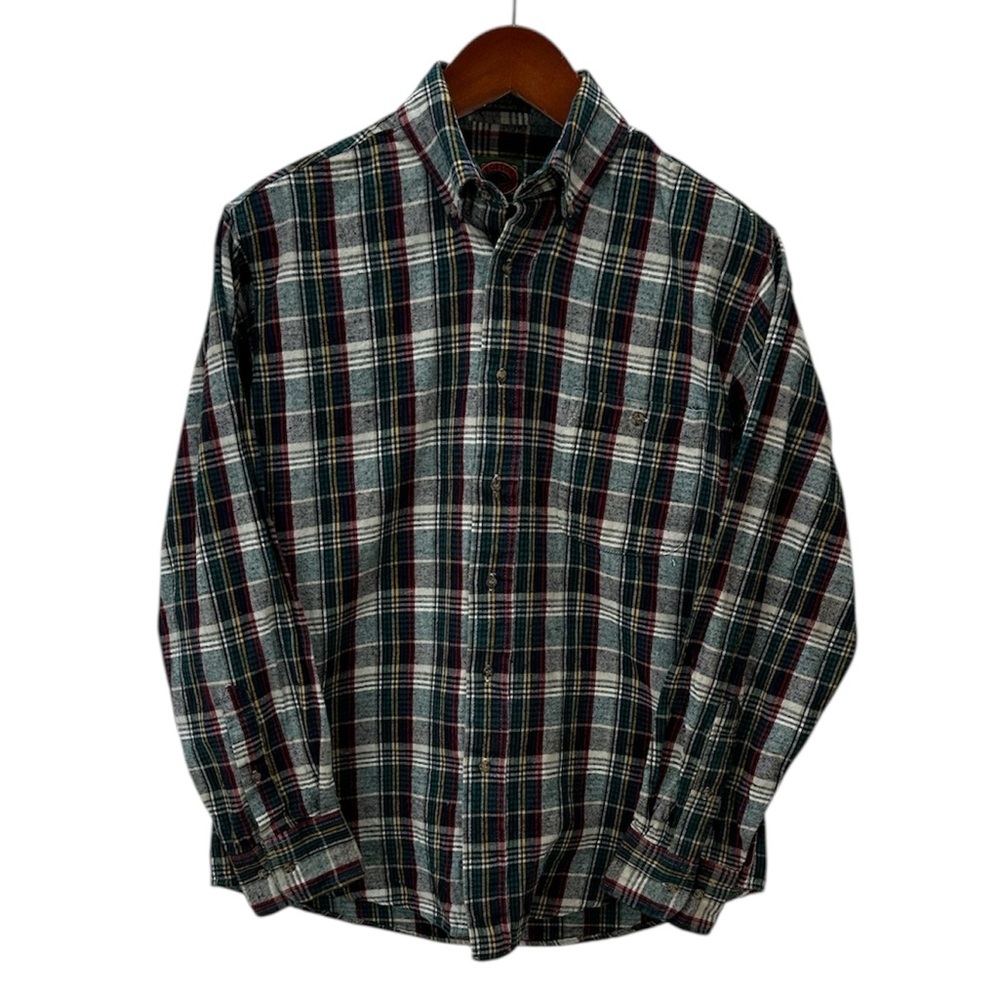 Boston‎ Traders Plaid Flannel Button Down Shirt M 15-15 1/2 Single Needle Tailor